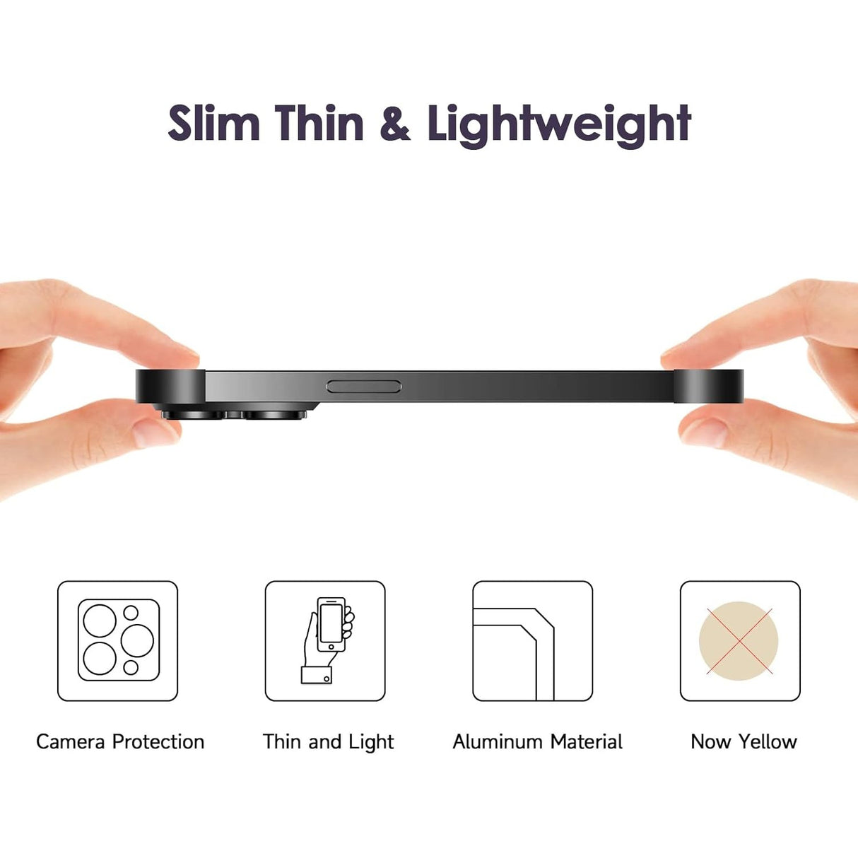 Set complet husă metalică edgeless iPhone 16, conținut cutie: 3 capace aluminiu, negru