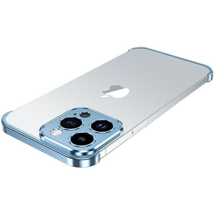Capac metalic colț superior iPhone 16 albastru din aliaj de aluminiu, detaliu montare