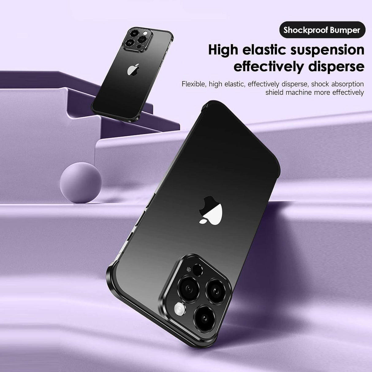Husa Metalica Edgeless Compatibila cu iPhone 16 Pro, Flippy, Protectie pentru Colturi si Camera, Aliaj Aluminiu, Antisoc, Antizgariere, Negru - vivimall.ro