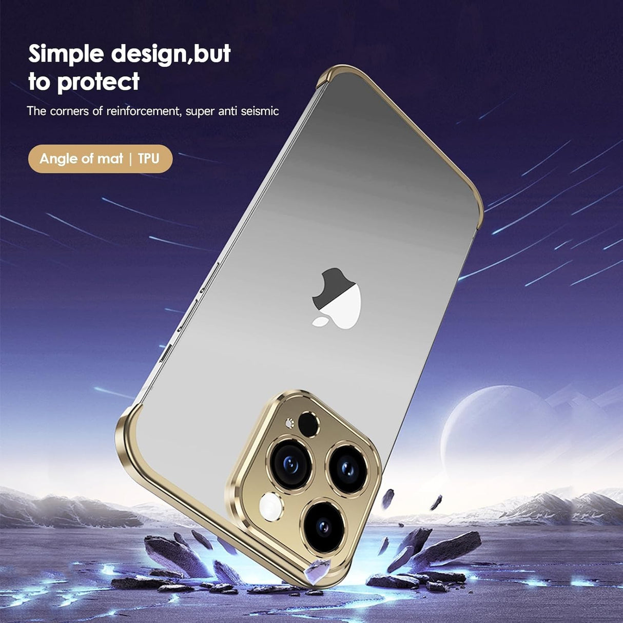 Husa Metalica Edgeless Compatibila cu iPhone 16 Pro, Flippy, Protectie pentru Colturi si Camera, Aliaj Aluminiu, Antisoc, Antizgariere, Auriu - vivimall.ro