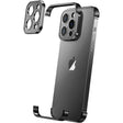 Husă metalică Edgeless iPhone 16 Pro negru, set complet 3 piese aliaj aluminiu, vedere frontală