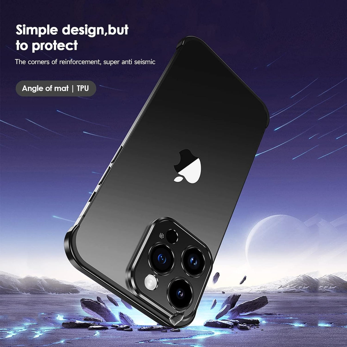 Husă edgeless iPhone 16 Pro Max negru, acces complet la porturi și butoane