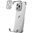 Husă metalică Edgeless iPhone 16 Pro Max, aliaj aluminiu argintiu titan, vedere frontală completă