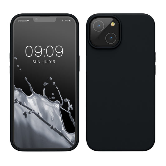 Husa pentru Apple iPhone 14 Plus Vivimall, Liquid Silicone, cu Microfibra pe interior, Protectie Antisoc, Negru - vivimall.ro