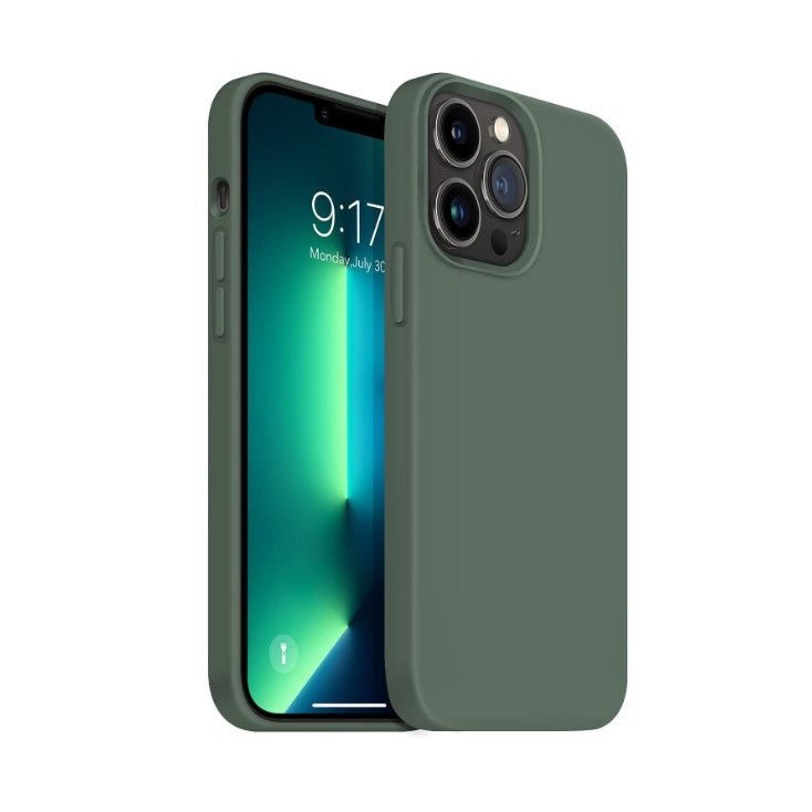 Husa pentru Apple iPhone 14 Pro Flippy, Liquid Silicone, cu Microfibra pe interior, Protectie Antisoc, Dark Green, Verde inchis - vivimall.ro
