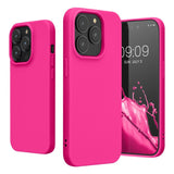 Husa pentru Apple iPhone 14 Pro Max Flippy, Liquid Silicone, cu Microfibra pe interior, Protectie Antisoc, Roz-Fuchsia - vivimall.ro