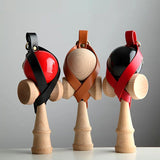 Husa pentru Kendama, Flippy, Husa de Depozitare pentru Kendama, din Piele Ecologica, Catarama cu Agatare pentru Transportare, Model Breloc 8, 12 x 6 cm, Negru
