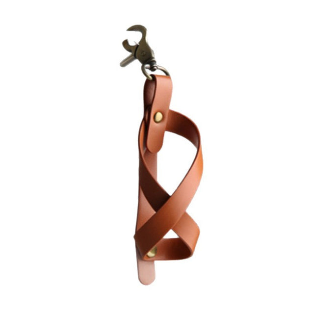 Husa pentru Kendama, Flippy, Husa de Depozitare pentru Kendama, din Piele Ecologica, Catarama cu Agatare pentru Transportare, Breloc 8, 12 x 6 cm, Maro deschis - vivimall.ro