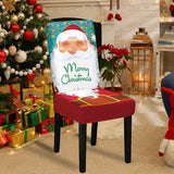 Husa pentru scaun, Vivimall, Tematica Craciun, Model 3 Merry Christmas, Alb/Albastru - vivimall.ro