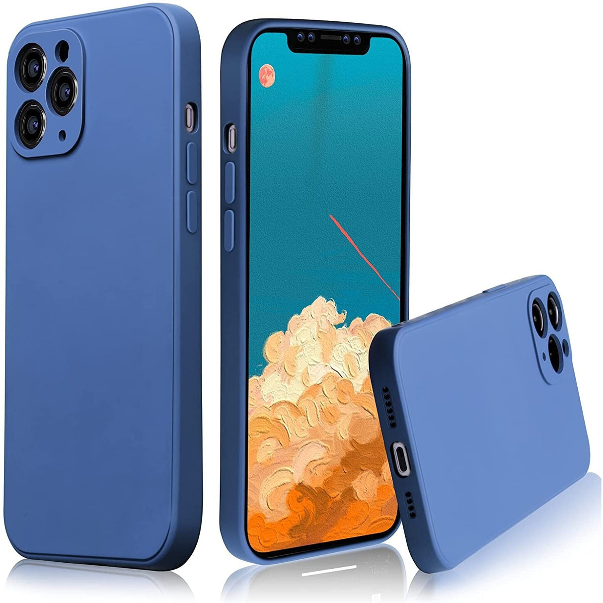 Husa protectie compatibila cu Apple iPhone 11 Pro Liquid Silicone Case Albastru inchis - vivimall.ro