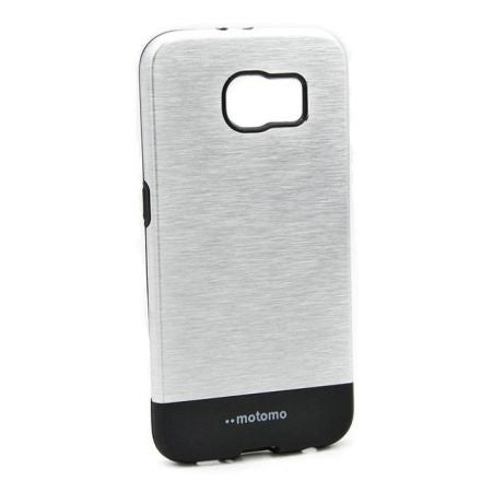 Husă protecție Motomo V4 argintiu montată pe Samsung Galaxy S6 Edge Plus, vedere de ansamblu