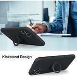 Husa protectie Flippy compatibila cu Apple iPhone 11 Pro Max Liquid Silicone Ring cu suport rotativ Negru - vivimall.ro