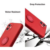 Husa protectie Flippy compatibila cu Apple iPhone 12 Liquid Silicone Ring cu suport rotativ Rosu - vivimall.ro