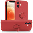 Husa protectie Flippy compatibila cu Apple iPhone 12 Liquid Silicone Ring cu suport rotativ Rosu - vivimall.ro