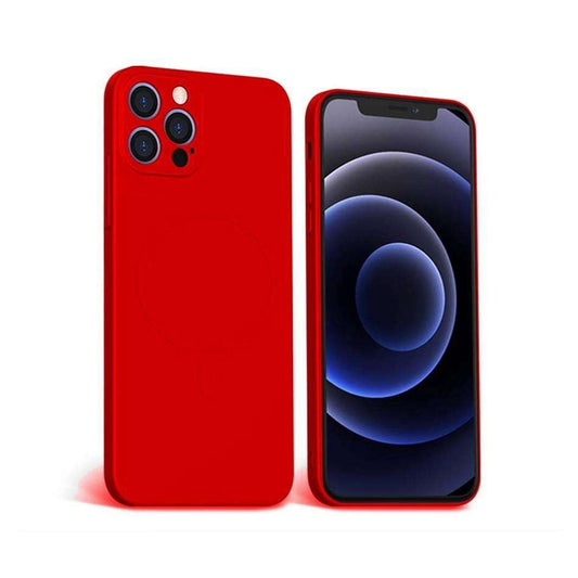 Husa protectie Vivimall compatibila cu Apple iPhone 12 Mag Safe Silicone Rosu - vivimall.ro