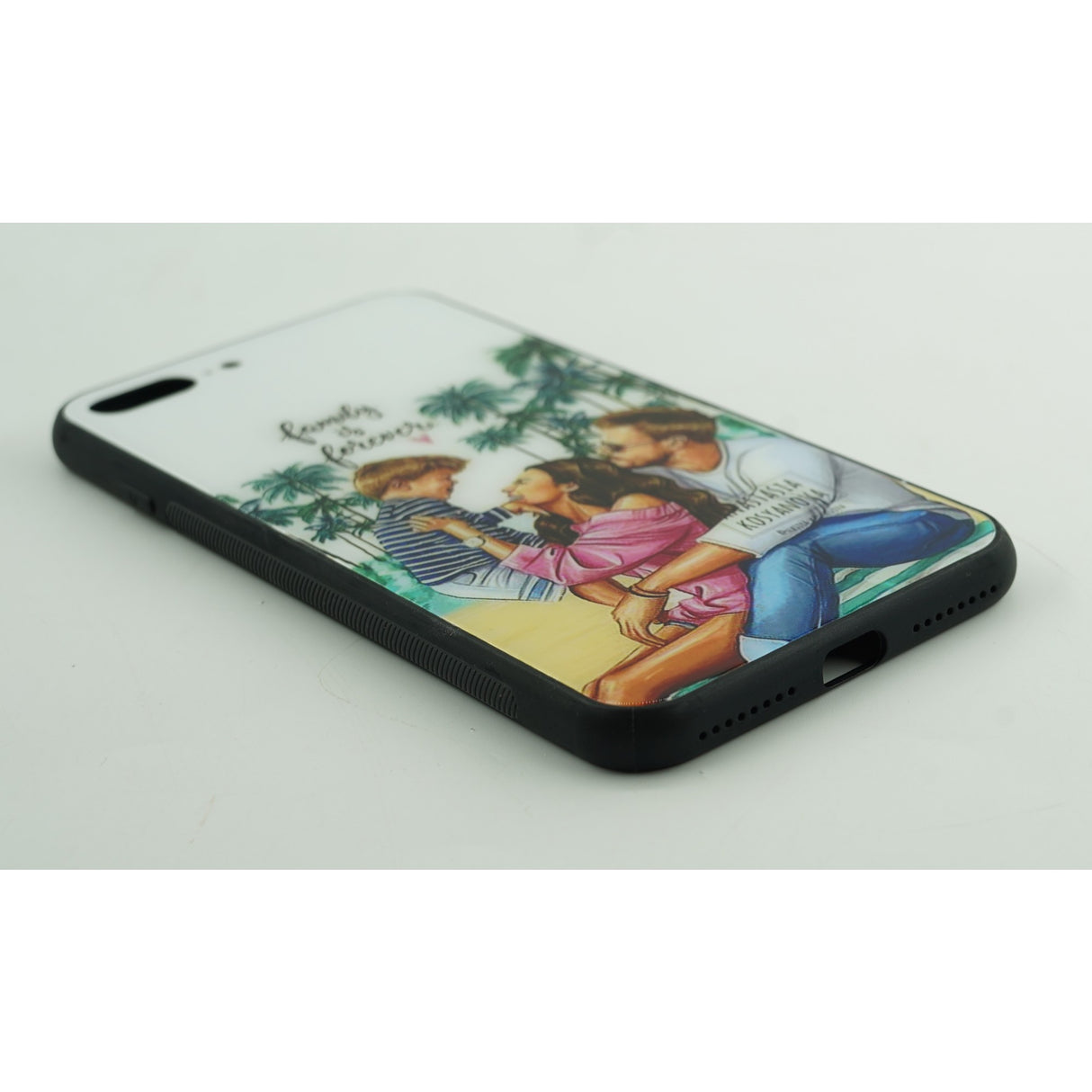 Husa protectie, Flippy, compatibila cu Apple iPhone 12 Mini Glass print Family is Forever Multicolor - vivimall.ro