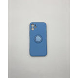 Husa protectie Flippy compatibila cu Apple iPhone 12 Mini Liquid Silicone Ring cu suport rotativ Albastru - vivimall.ro