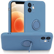 Husa protectie Flippy compatibila cu Apple iPhone 12 Mini Liquid Silicone Ring cu suport rotativ Albastru deschis - vivimall.ro