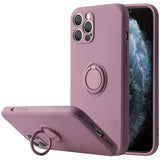 Husa protectie Flippy compatibila cu Apple iPhone 12 Mini Liquid Silicone Ring cu suport rotativ Mov - vivimall.ro