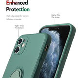 Husa protectie Flippy compatibila cu Apple iPhone 12 Mini Liquid Silicone Ring cu suport rotativ Verde - vivimall.ro
