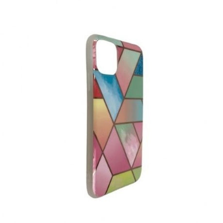Husa protectie Flippy compatibila cu Apple iPhone 12 Mini Soft IMD TPU Marble Geometric Roz - vivimall.ro