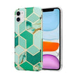 Husa protectie Flippy compatibila cu Apple iPhone 12 Mini Soft IMD TPU Marble Geometric Verde - vivimall.ro