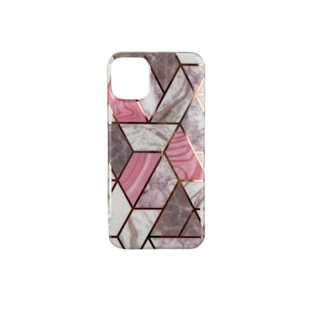 Husă iPhone 12 Pro TPU Marble Geometric alb, vedere frontală, silicon moale 3mm