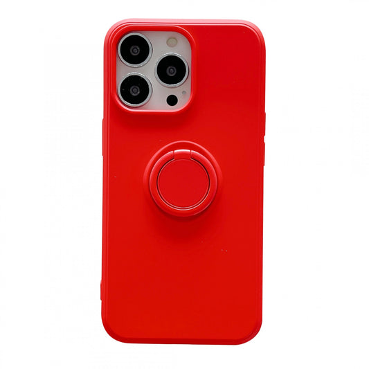 Husa protectie Vivimall compatibila cu Apple iPhone 13 Liquid Silicone Ring cu suport rotativ Rosu - vivimall.ro
