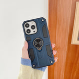 Husa protectie Flippy compatibila cu Apple iPhone 13 Mini Defender Model 5 cu suport prindere inel,Albastru - vivimall.ro