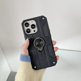 Husa protectie Flippy compatibila cu Apple iPhone 13 Mini Defender Model 5 cu suport prindere inel,Negru - vivimall.ro