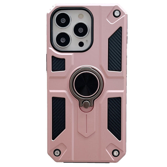 Husa protectie Vivimall compatibila cu Apple iPhone 13 Mini Defender Model 5 cu suport prindere inel,Roz Auriu - vivimall.ro