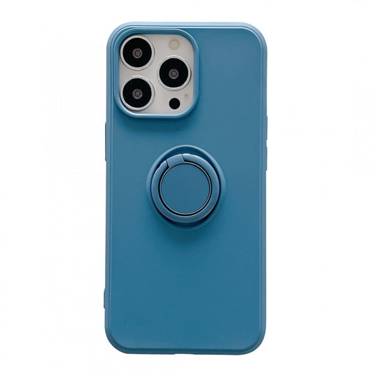 Husa protectie Vivimall compatibila cu Apple iPhone 13 Pro Liquid Silicone Ring cu suport rotativ Albastru - vivimall.ro