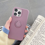 Husa protectie Flippy compatibila cu Apple iPhone 13 Pro Liquid Silicone Ring cu suport rotativ Mov - vivimall.ro