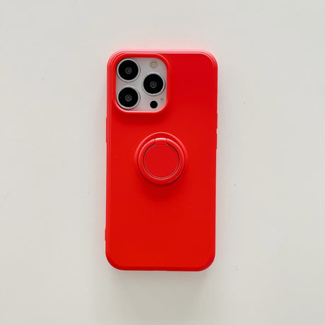 Husa protectie Flippy compatibila cu Apple iPhone 13 Pro Liquid Silicone Ring cu suport rotativ Rosu - vivimall.ro