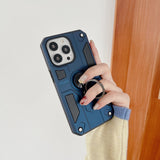 Husa protectie Flippy compatibila cu Apple iPhone 13 Pro Max Defender Model 5 cu suport prindere inel,Albastru - vivimall.ro