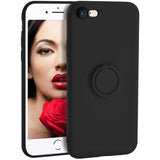 Husa protectie Flippy compatibila cu Apple iPhone 7/8/SE 2020 Liquid Silicone Ring cu suport rotativ Negru - vivimall.ro