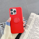 Husa protectie Flippy compatibila cu Apple iPhone 7/8/SE 2020 Liquid Silicone Ring cu suport rotativ Rosu - vivimall.ro