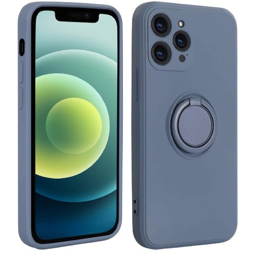 Husa protectie Vivimall compatibila cu Apple iPhone XR Liquid Silicone Ring cu suport rotativ Albastru deschis - vivimall.ro