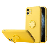 Husa protectie Flippy compatibila cu Apple iPhone XR Liquid Silicone Ring cu suport rotativ Galben - vivimall.ro