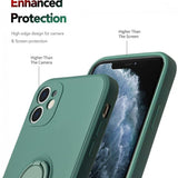 Husa protectie Flippy compatibila cu Apple iPhone XR Liquid Silicone Ring cu suport rotativ Verde - vivimall.ro