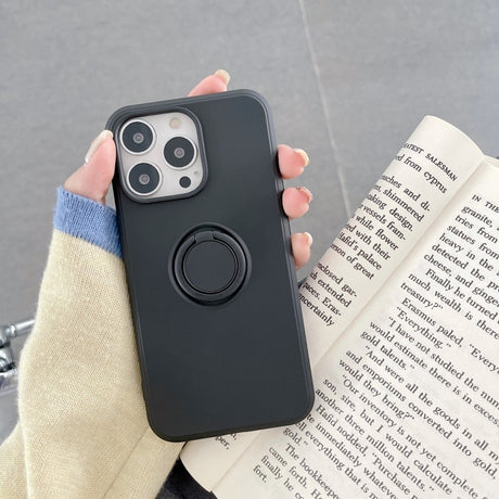 Husa protectie Flippy compatibila cu Huawei P Smart 2021 Liquid Silicone Ring cu suport rotativ Negru - vivimall.ro