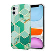 Husa protectie Flippy compatibila cu Huawei P Smart 2021 Soft IMD TPU Marble Geometric Verde - vivimall.ro