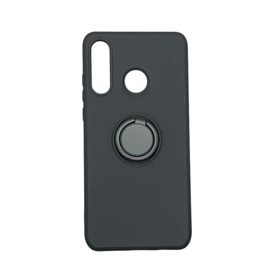Husa protectie Vivimall compatibila cu Huawei P30 Lite Liquid Silicone Ring cu suport rotativ Negru - vivimall.ro