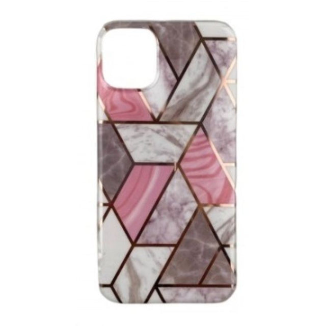 Husa protectie Flippy compatibila cu Huawei P30 Lite Soft IMD TPU Marble Geometric Alb - vivimall.ro