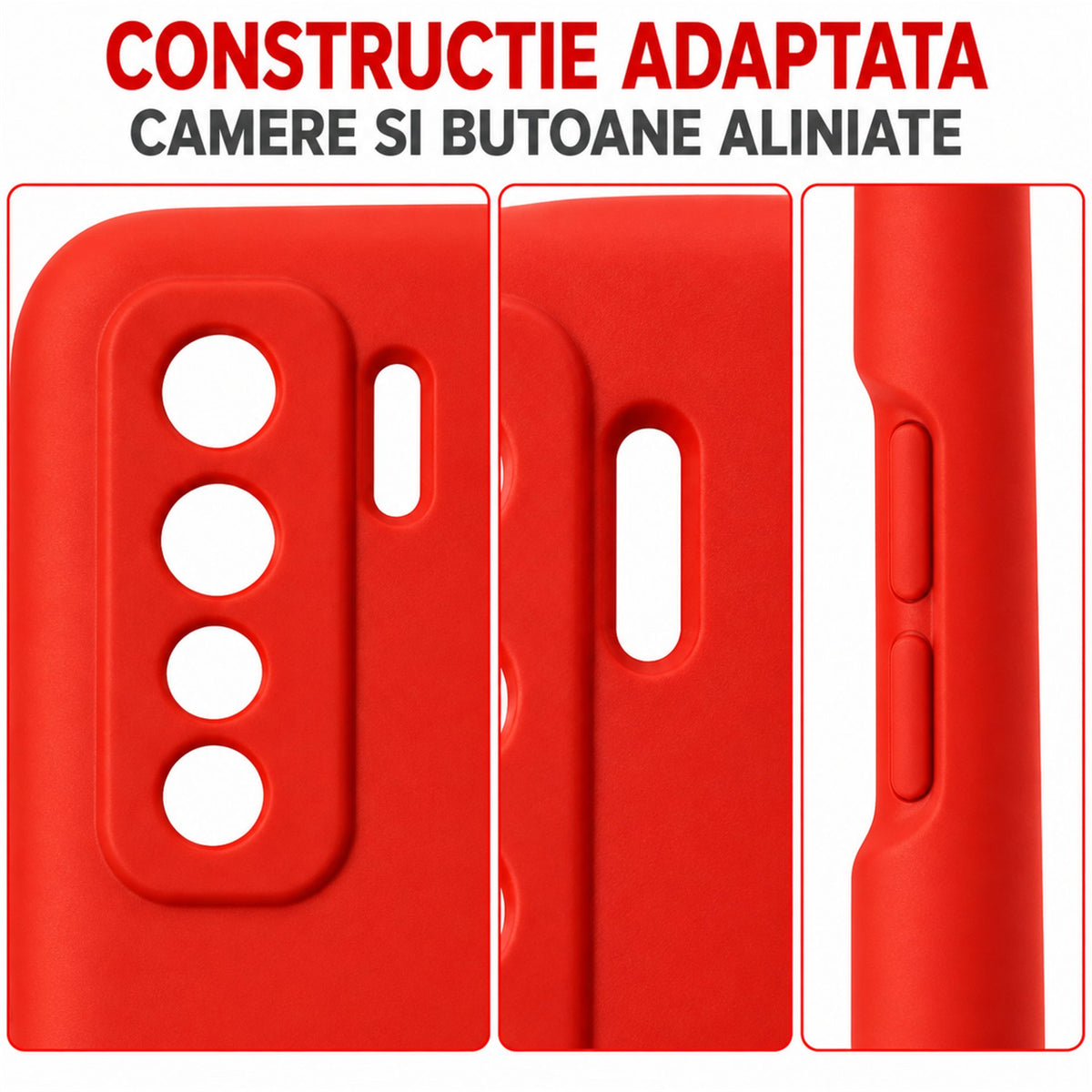Husa de Protectie Flippy compatibila cu Huawei P40 Lite 5G, Liquid Silicone, Interior din Microfibra, Protectie Camera, Rosu