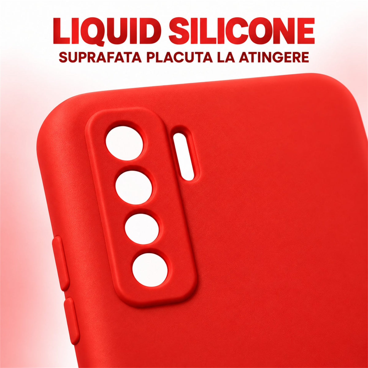 Husa de Protectie Flippy compatibila cu Huawei P40 Lite 5G, Liquid Silicone, Interior din Microfibra, Protectie Camera, Rosu