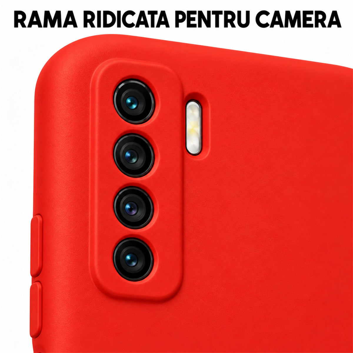 Husa de Protectie Flippy compatibila cu Huawei P40 Lite 5G, Liquid Silicone, Interior din Microfibra, Protectie Camera, Rosu