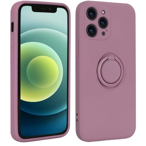 Husa protectie Vivimall compatibila cu Huawei P40 Lite E Liquid Silicone Ring cu suport rotativ Mov - vivimall.ro
