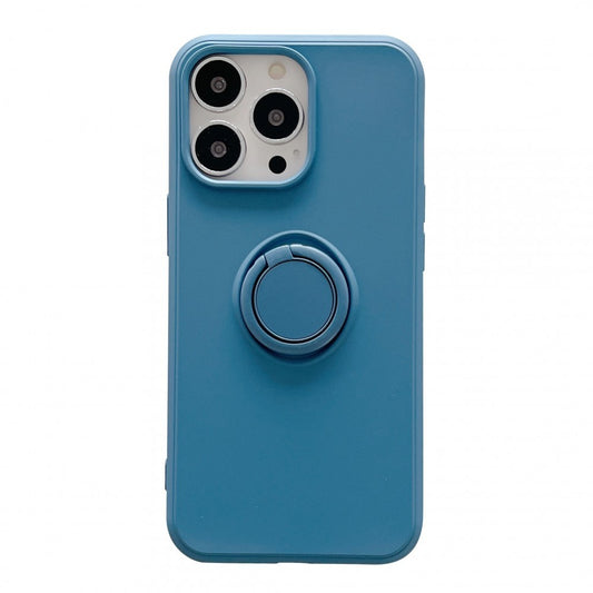 Husa protectie Vivimall compatibila cu Huawei P40 Lite Liquid Silicone Ring cu suport rotativ Albastru - vivimall.ro