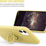 Husa protectie Flippy compatibila cu Huawei P40 Lite Liquid Silicone Ring cu suport rotativ Galben - vivimall.ro